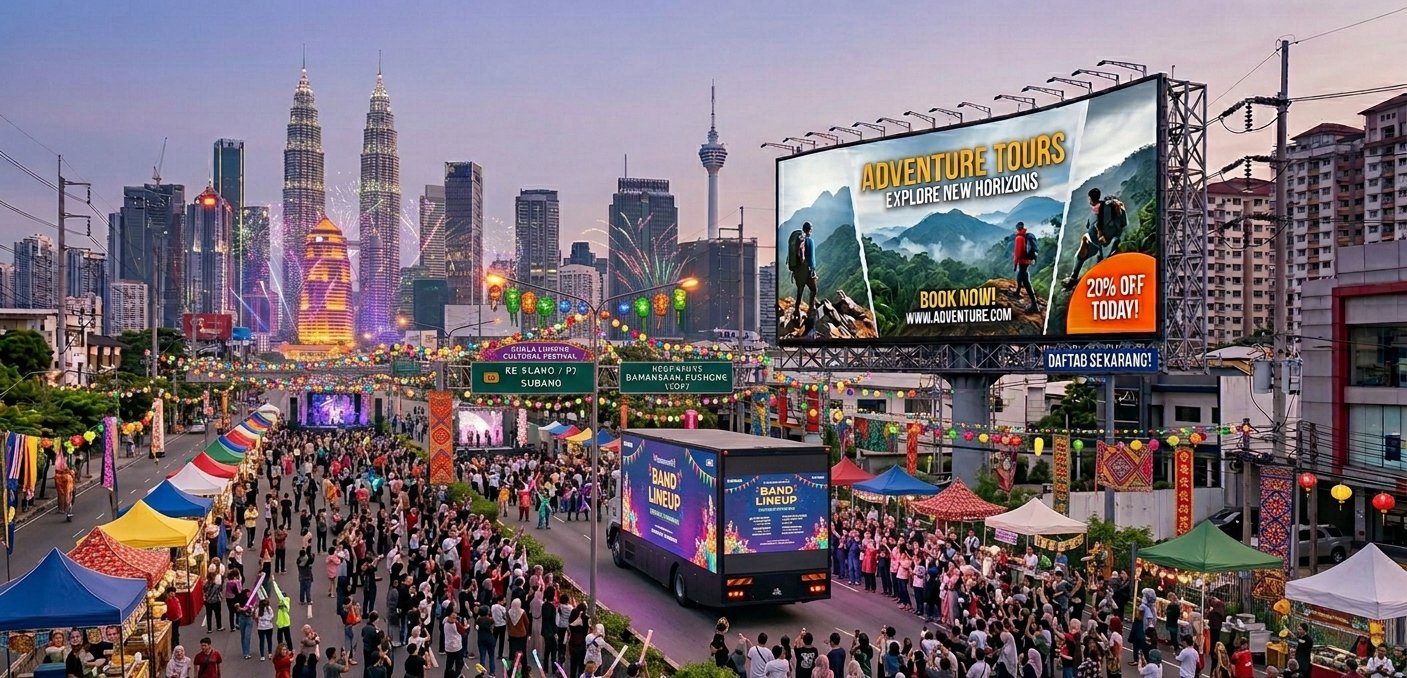 Led truck advertising the event using led screen